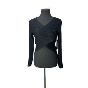 Almost Famous Black Crossover Cropped‎ Long Sleeves Women’s Size XL Top
